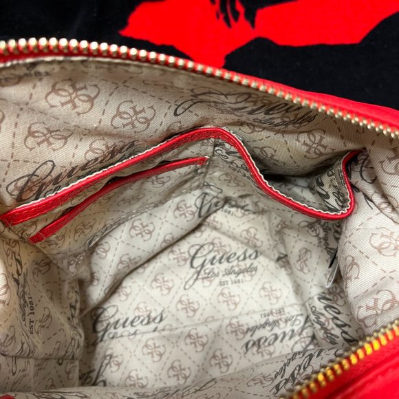 Guess 1981 Handbag. Red. C/W Coin Purse and Extra Shoulder Strap. V.G. Condition - Picture 9 of 12